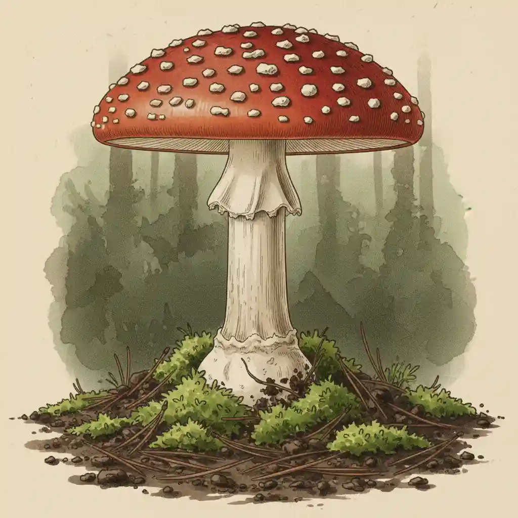 Side view of a mushroom showing the cap curve and stem connection